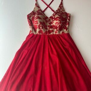 Freeze Elegant Red and Gold Prom Dress
